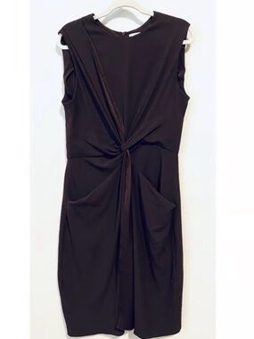 Fitted Sleeveless Twist-Front Black Dress Sz XL